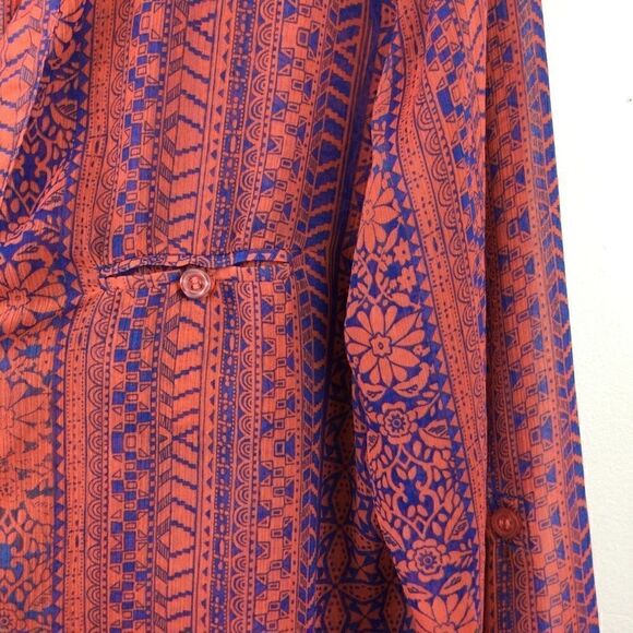 Kut from the Kloth Button Down Coral Blue Floral Top, Size Small - Picture 7 of 13